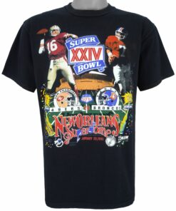 NFL 49ers VS Broncos Super Bowl 24th Joe Montana John Elway T-Shirt 1990 Vintage Style Hoodie Sweatshirt Reprinted Full Size Gifts for Fans