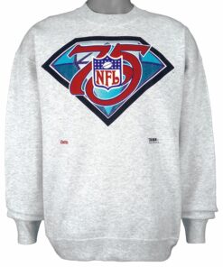 NFL 75th Anniversary Big Logo Crew Neck Sweatshirt 1994 Vintage Style Hoodie Shirt Reprinted Full Size Gifts for Fans