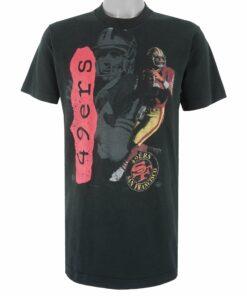 NFL Black San Francisco 49ers T-Shirt 1990s Vintage Style Hoodie Sweatshirt Reprinted Full Size Gifts for Fans