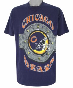 NFL Blue Chicago Bears Big Logo T-Shirt 1991 Vintage Style Hoodie Sweatshirt Reprinted Full Size Gifts for Fans