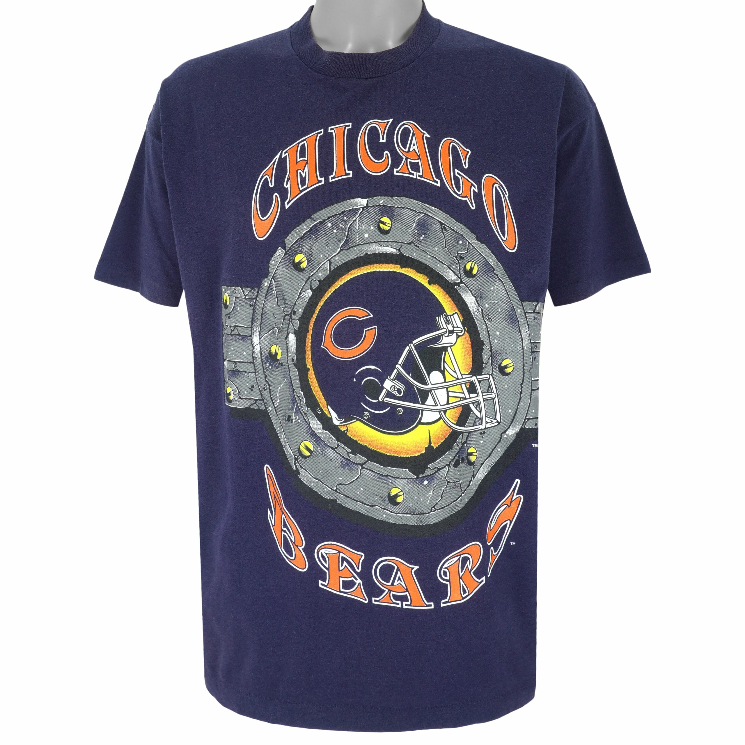 NFL Blue Chicago Bears Big Logo T-Shirt 1991 Vintage Style Hoodie Sweatshirt Reprinted Full Size Gifts for Fans
