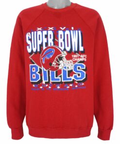NFL Buffalo Bills Super Bowl 28th Crew Neck Sweatshirt 1991 Vintage Style Hoodie Sweatshirt Reprinted Full Size Gifts for Fans