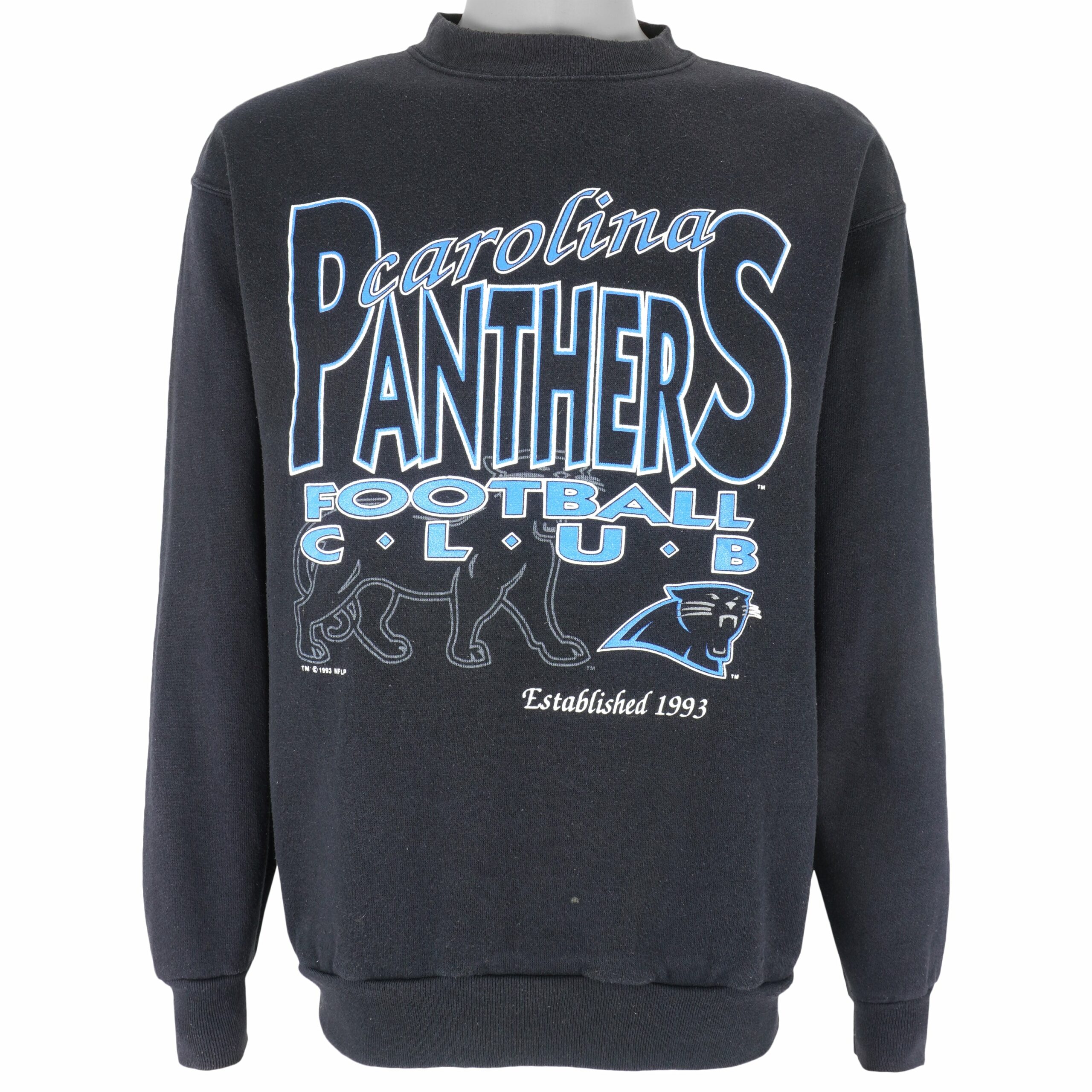 NFL Carolina Panthers Football Club Crew Neck Sweatshirt 1993 Vintage Style Hoodie Shirt Reprinted Full Size Gifts for Fans