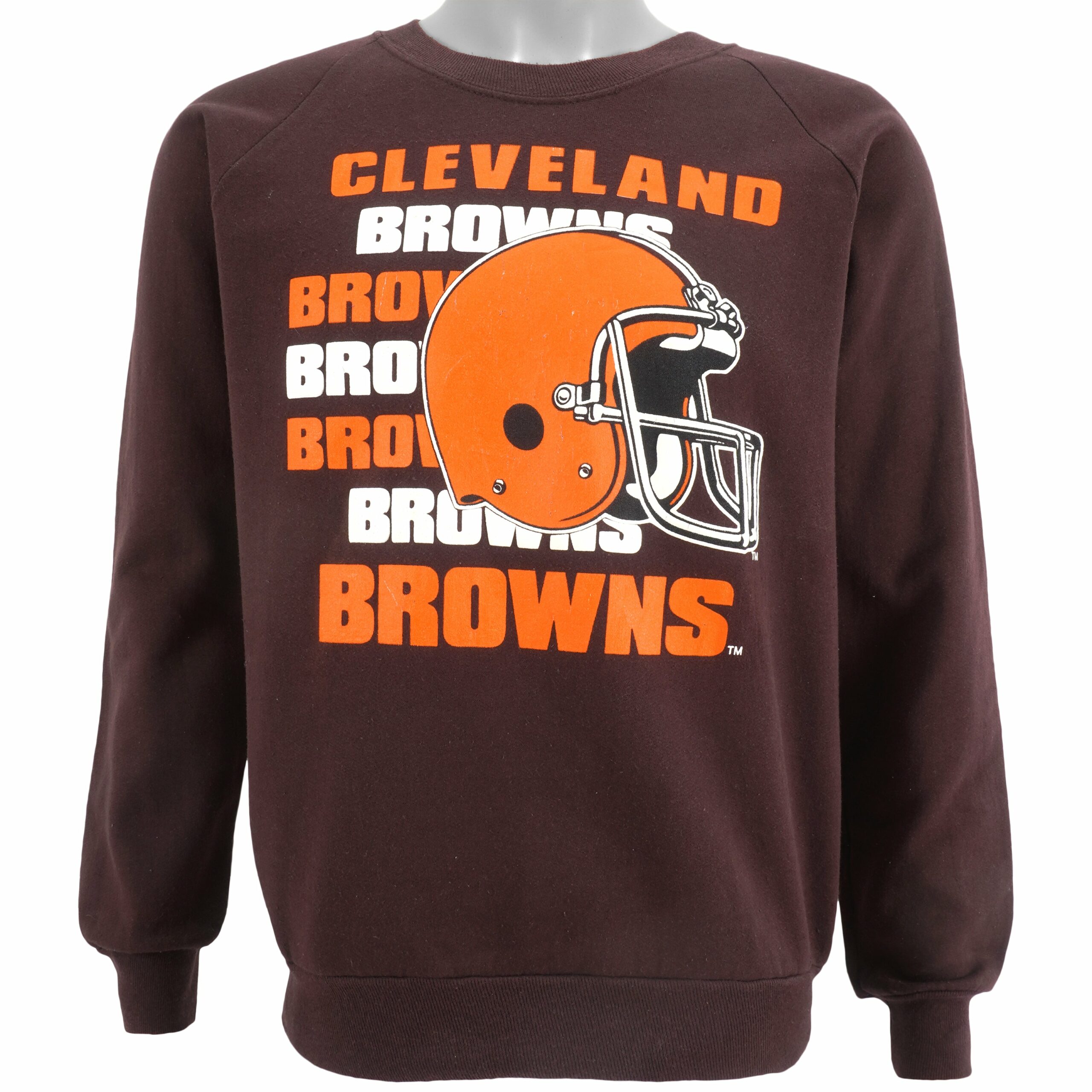 NFL Cleveland Browns Crew Neck Sweatshirt 1990s Vintage Style Hoodie Shirt Reprinted Full Size Gifts for Fans