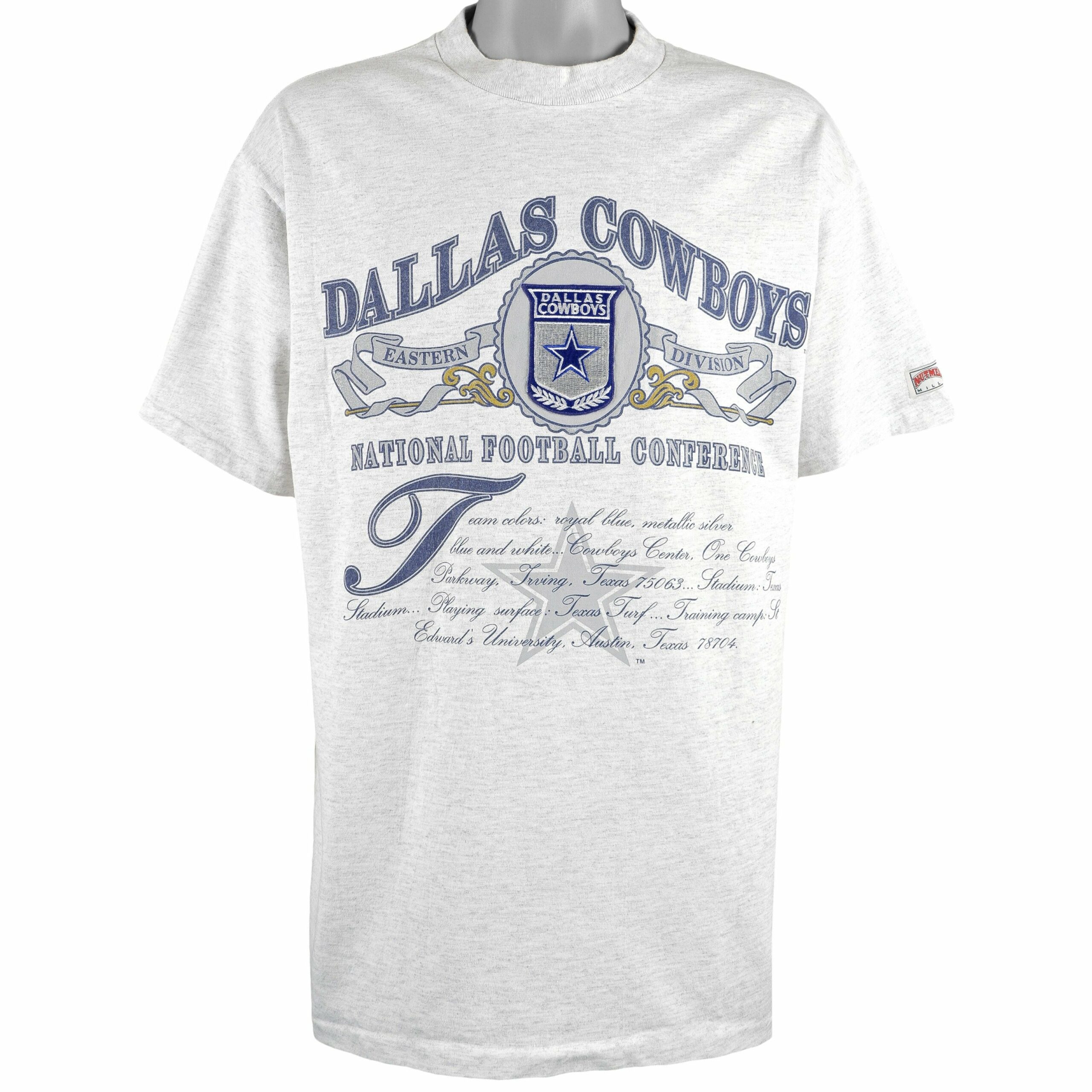 NFL Dallas Cowboys Grey T-Shirt 1990s Vintage Style Hoodie Sweatshirt Reprinted Full Size Gifts for Fans
