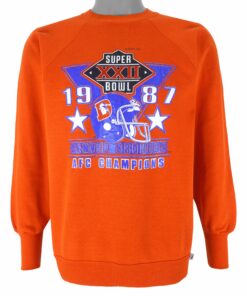 NFL Denver Broncos AFC Champions Crew Neck Sweatshirt 1987 Vintage Style Hoodie Sweatshirt Reprinted Full Size Gifts for Fans