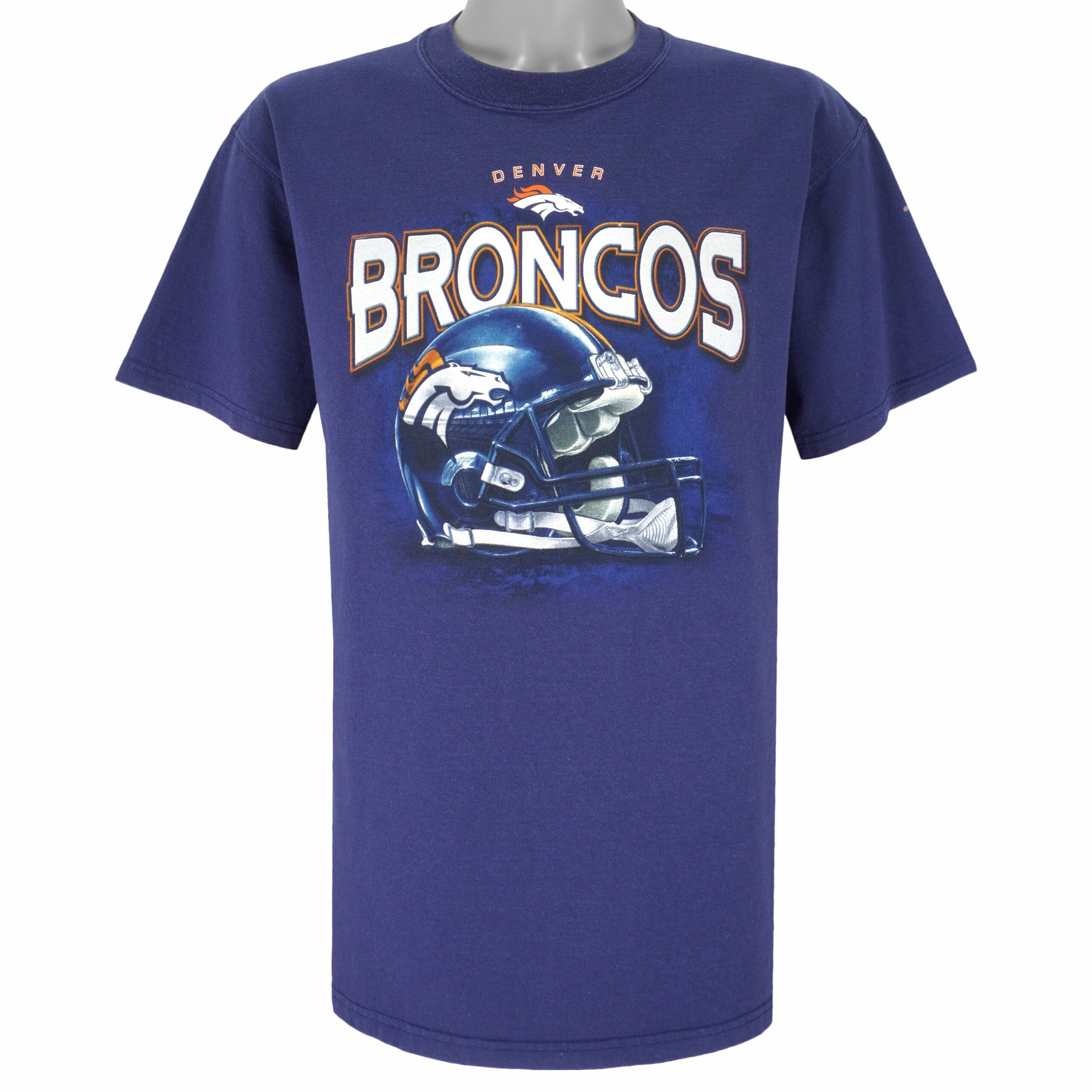 NFL Denver Broncos Helmet Big Logo T-Shirt 1990s Vintage Style Hoodie Sweatshirt Reprinted Full Size Gifts for Fans