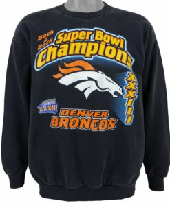 NFL Denver Broncos, Super Bowl XXXIII Champions Sweatshirt 1999 Vintage Style Hoodie Shirt Reprinted Full Size Gifts for Fans
