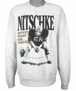 NFL Green Bay Packers, Nitschke No. 66 Crew Neck Sweatshirt 1990s Vintage Style Hoodie Shirt Reprinted Full Size Gifts for Fans