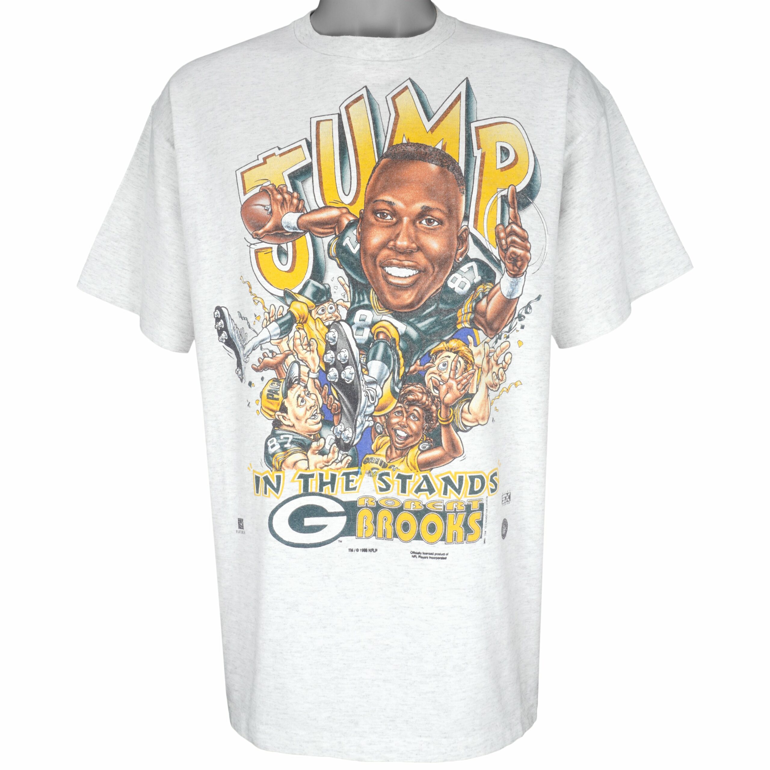 NFL Green Bay Packers Robert Brooks Caricature T-Shirt 1998 Vintage Style Hoodie Sweatshirt Reprinted Full Size Gifts for Fans