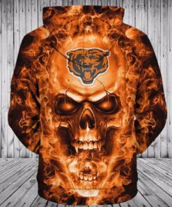 NFL Hoodies 3D Skull Chicago Bears Hoodie Zip Up, Pullover Gifts for Fans