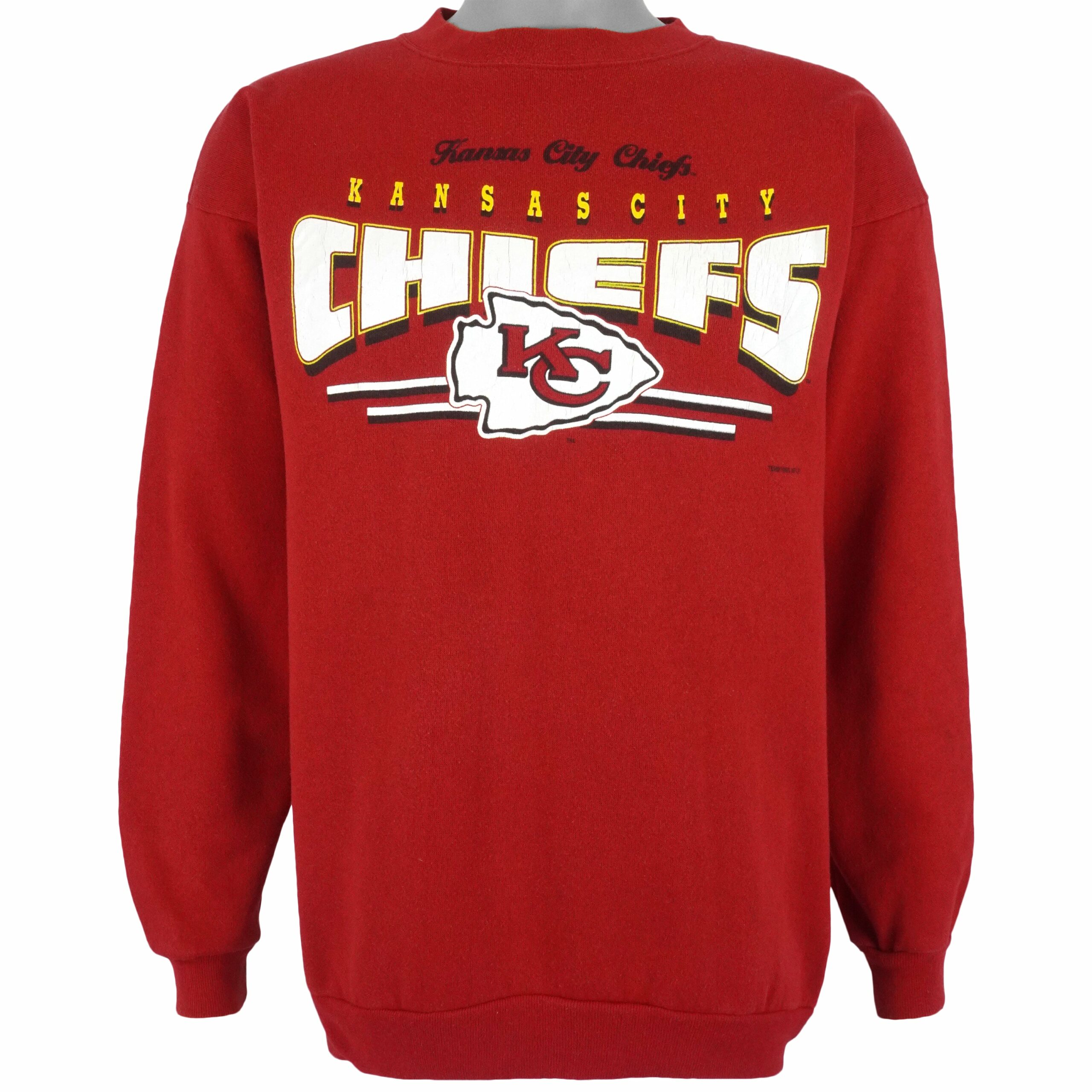 NFL Kansas City Chiefs Crew Neck Sweatshirt 1995 Vintage Style Hoodie Shirt Reprinted Full Size Gifts for Fans