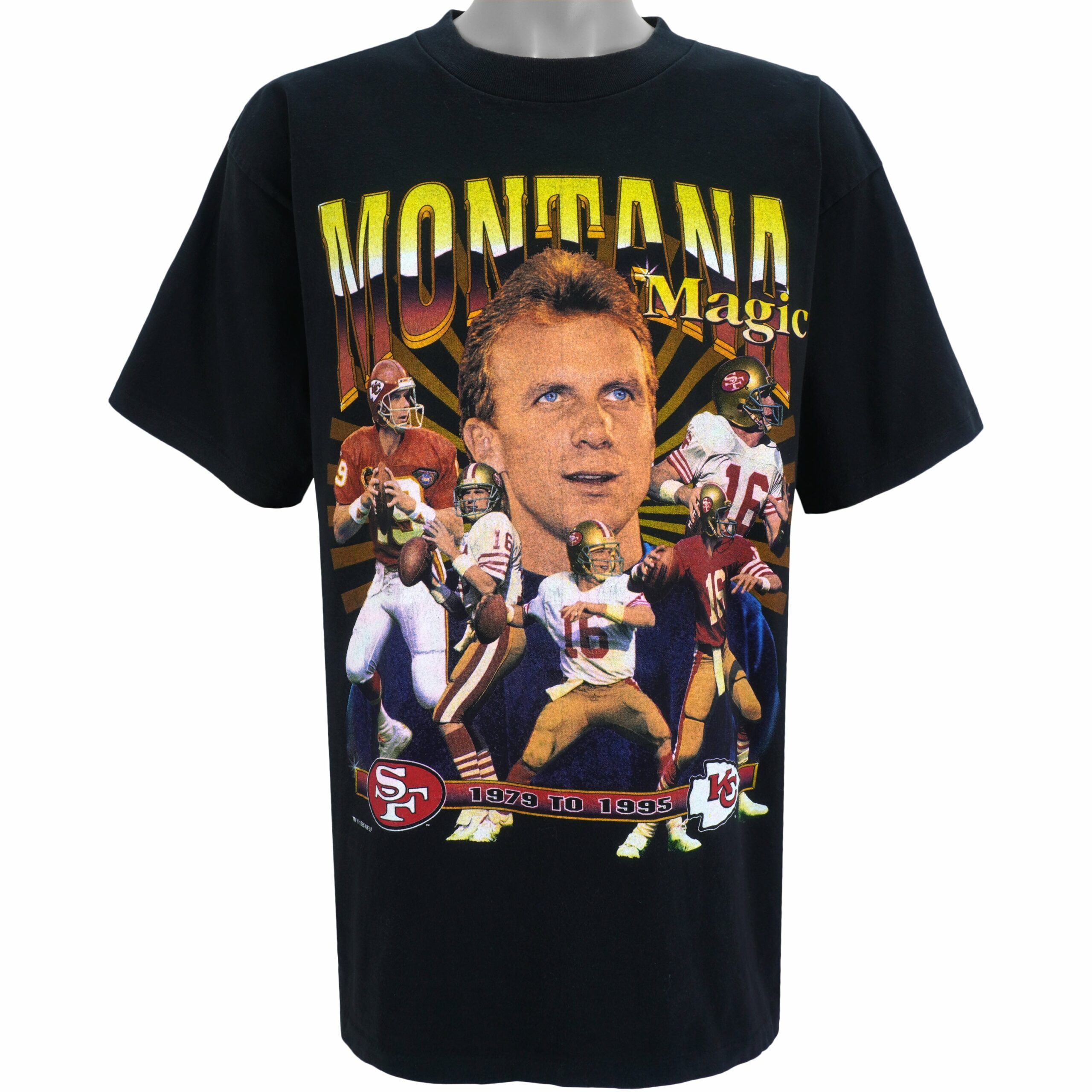 NFL Kansas City Chiefs, Memories Of Joe Montana T-Shirt 1995 Vintage Style Hoodie Sweatshirt Reprinted Full Size Gifts for Fans