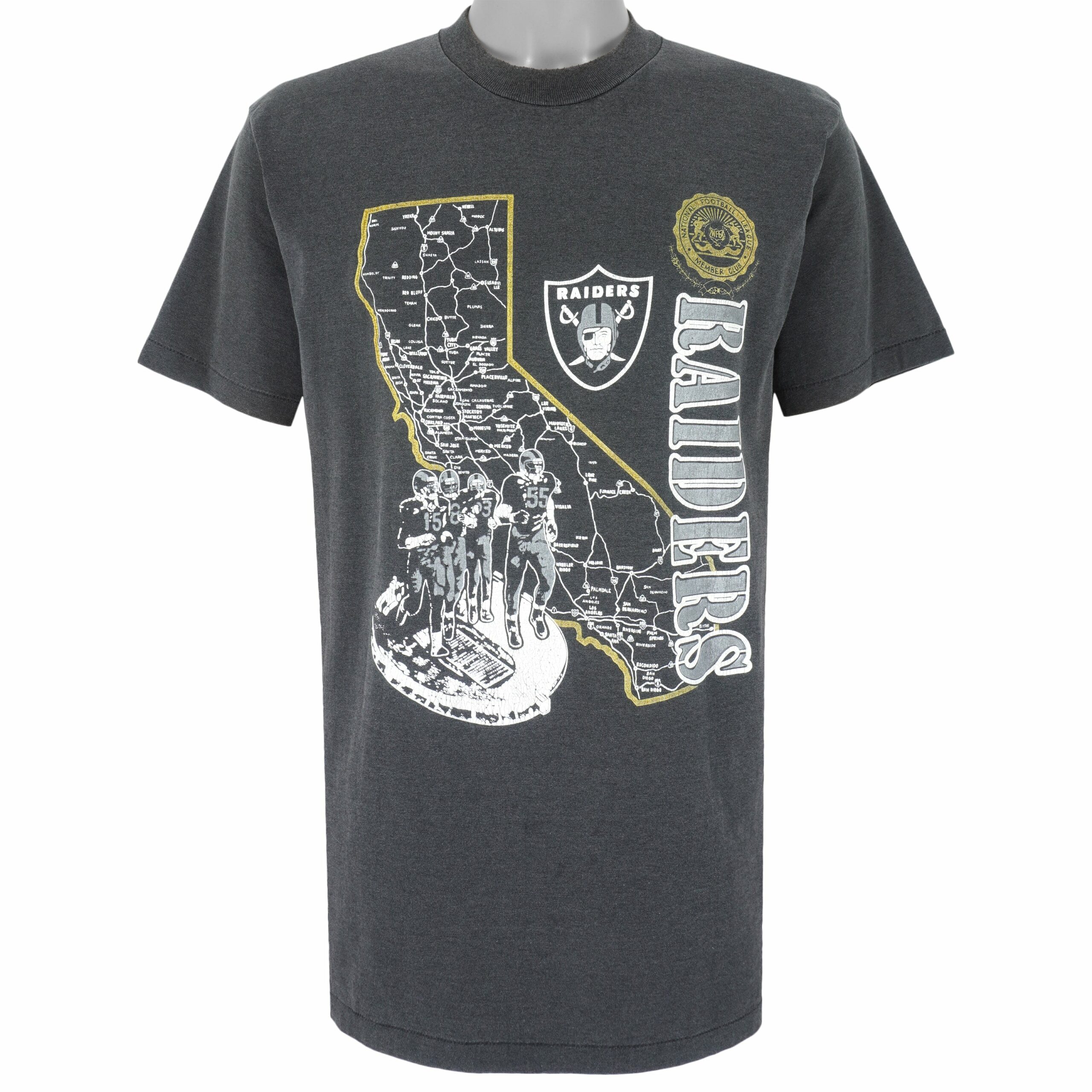 NFL Los Angeles Raiders Stadium Map T-Shirt 1990s Vintage Style Hoodie Sweatshirt Reprinted Full Size Gifts for Fans