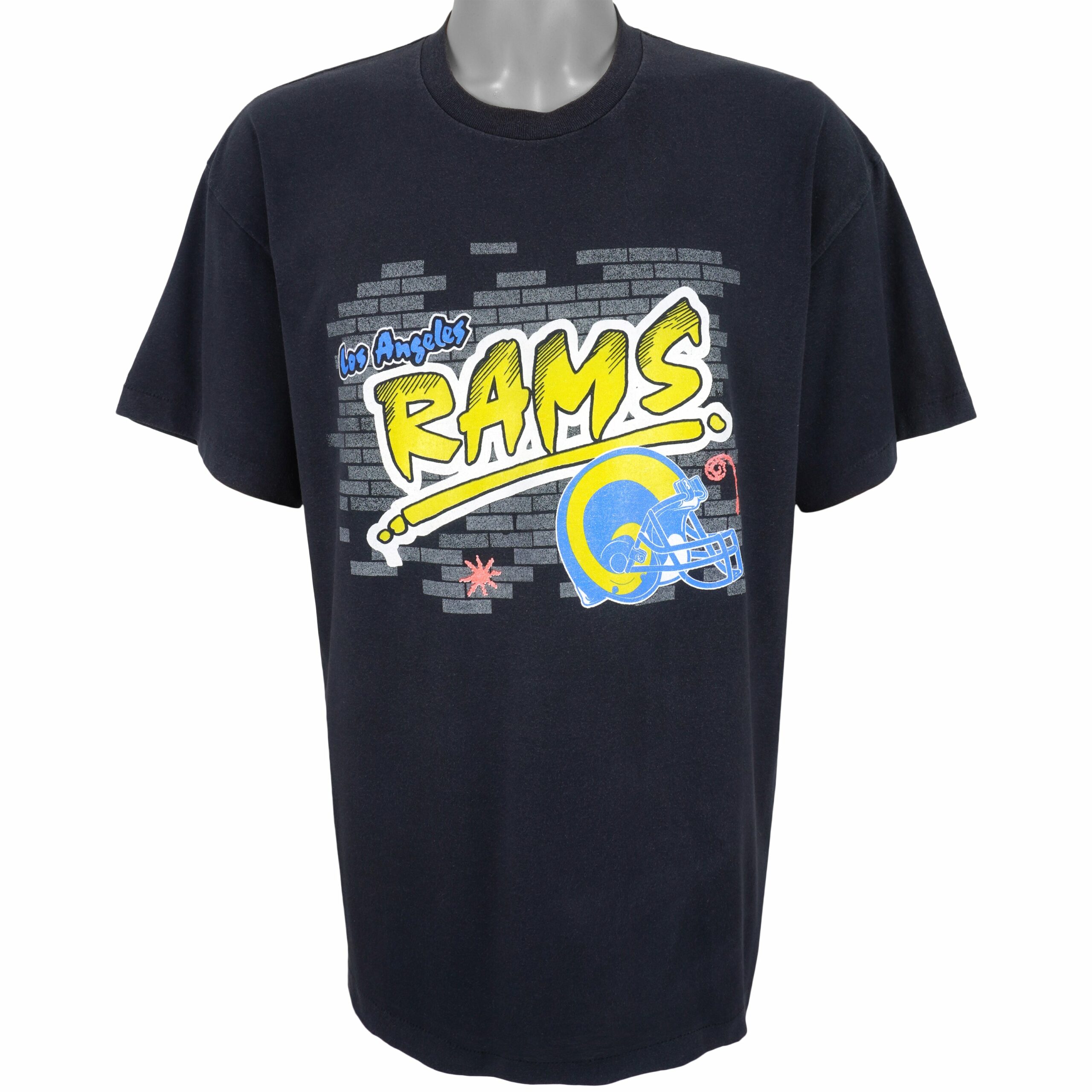 NFL Los Angeles Rams Spell-Out T-Shirt 1990s Vintage Style Hoodie Sweatshirt Reprinted Full Size Gifts for Fans