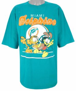 NFL Miami Dolphins X Garfield & Odie T-Shirt 1993 Vintage Style Hoodie Sweatshirt Reprinted Full Size Gifts for Fans