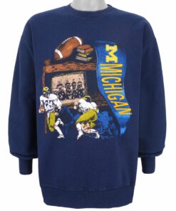 NFL Michigan Wolverines Crew Neck Sweatshirt 1990s Vintage Style Hoodie Shirt Reprinted Full Size Gifts for Fans