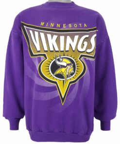 NFL Minnesota Vikings Crew Neck Sweatshirt 1995 Vintage Style Hoodie Shirt Reprinted Full Size Gifts for Fans