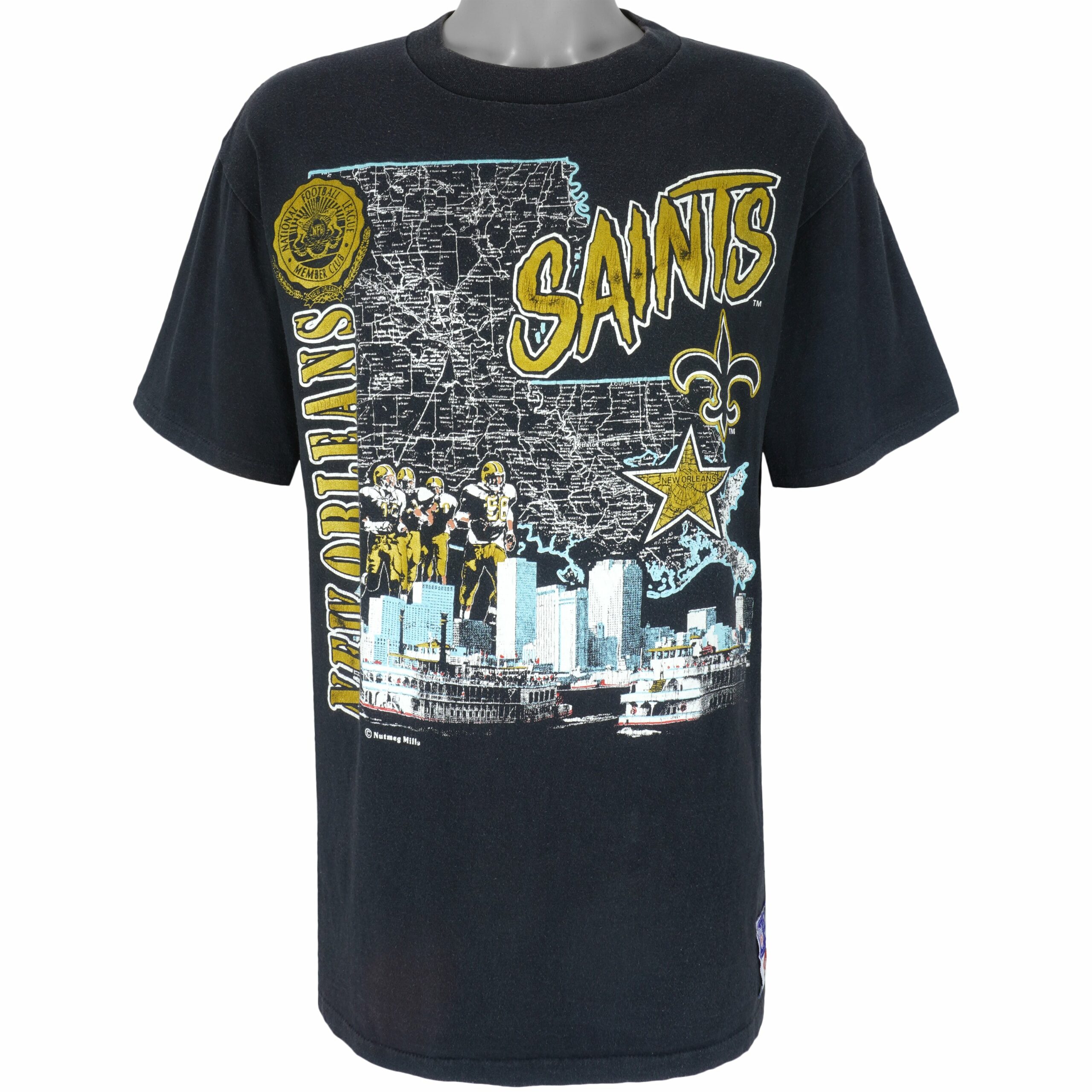 NFL New Orleans Saints Stadium Map T-Shirt 1990s Vintage Style Hoodie Sweatshirt Reprinted Full Size Gifts for Fans