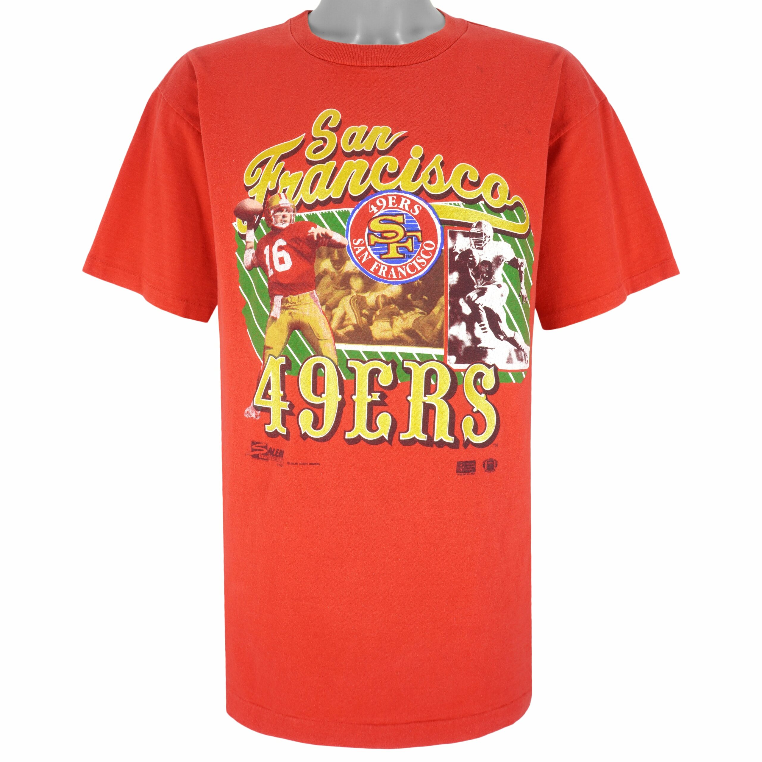 NFL Red San Francisco 49ers T-Shirt 1990 Vintage Style Hoodie Sweatshirt Reprinted Full Size Gifts for Fans