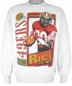 NFL San Francisco 49ers Jerry Rice Stat Sweatshirt 1990s Vintage Style Hoodie Shirt Reprinted Full Size Gifts for Fans