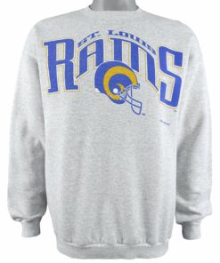 NFL St. Louis Rams Crew Neck Sweatshirt 1996 Vintage Style Hoodie Shirt Reprinted Full Size Gifts for Fans