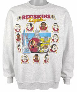 NFL Washington Redskins - Legends Crew Neck Sweatshirt 1990 Vintage Style Hoodie Shirt Reprinted Full Size Gifts for Fans