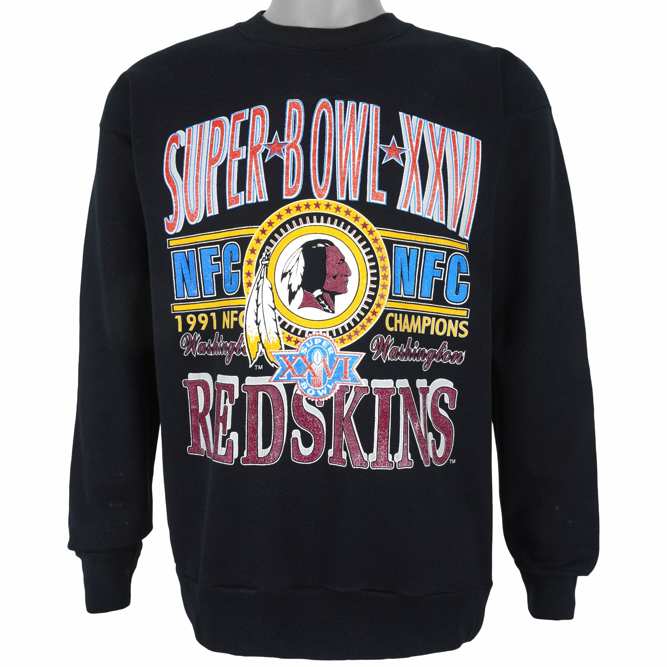 NFL Washington Redskins NFC Champs Crew Neck Sweatshirt 1991 Vintage Style Hoodie Sweatshirt Reprinted Full Size Gifts for Fans