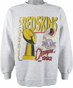 NFL Washington Redskins, Super Bowl XXVI Champions Crew Neck Sweatshirt 1992 Vintage Style Hoodie Sweatshirt Reprinted Full Size Gifts for Fans