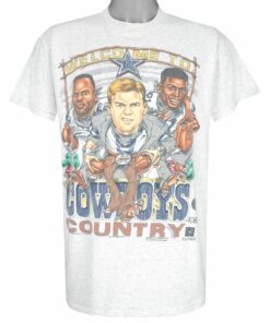 NFL Welcome to Cowboys Country Caricature T-Shirt 1996 Vintage Style Hoodie Sweatshirt Reprinted Full Size Gifts for Fans