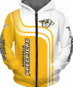 Nashville Predators Zip Up Hoodie 3D Long Sleeve Gifts for Fans