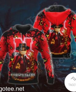 Nebraska Cornhuskers Jack Skellington Halloween 3D All Over Print Zip Hoodie Gifts For Ncaa Fans