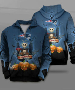 New England Patriots Halloween Costume Hoodies Jack Skellington 3D Graphic Gifts for Fans