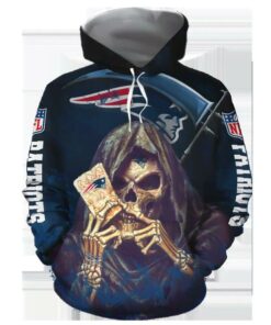 New England Patriots Halloween Hoodie Death Card Gifts for Fans