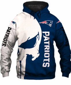 New England Patriots Skull Hoodie Printed Gifts for Fans