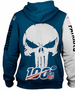 New England Patriots Skull Hoodie Printed Gifts for Fans