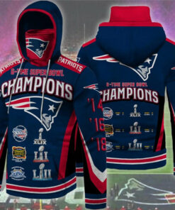 New England Patriots Super Bowl Hoodie 6 Times Champions Gifts for Fans