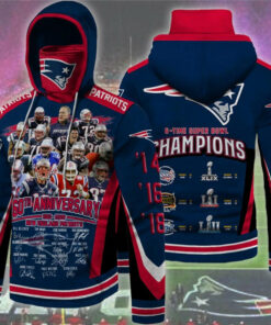 New England Patriots Super Bowl Hoodie 6 Times Champions Gifts for Fans