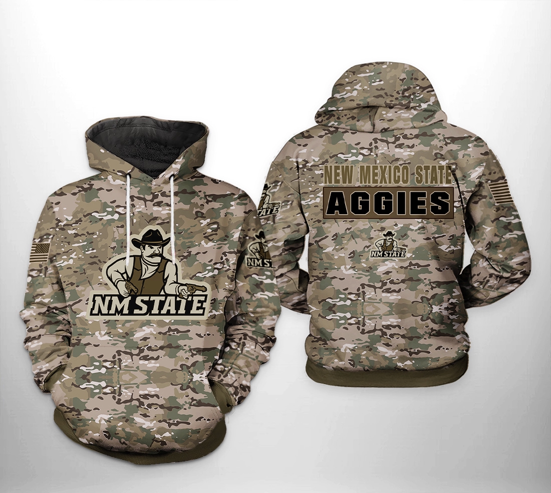 New Mexico State Aggies Ncaa Camo Veteran 3D All Over Print Hoodie, Zip-Up Hoodie