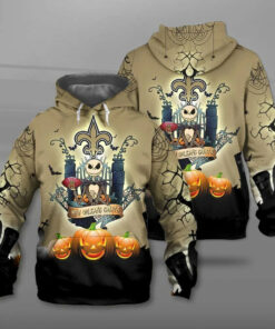New Orleans Saints Halloween Costume Hoodies Jack Skellington 3D Graphic Gifts for Fans