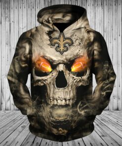 New Orleans Saints Zip Hoodie Eye Rugby Ball Skull Hoodies Gifts for Fans