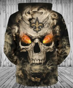 New Orleans Saints Zip Hoodie Eye Rugby Ball Skull Hoodies Gifts for Fans