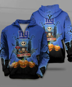 New York Giants Halloween Costume Hoodies Jack Skellington 3D Graphic Gifts for Fans
