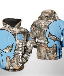 North Carolina Tar Heels Ncaa Camo Veteran Hunting 3D All Over Print Hoodie, Zip-Up Hoodie