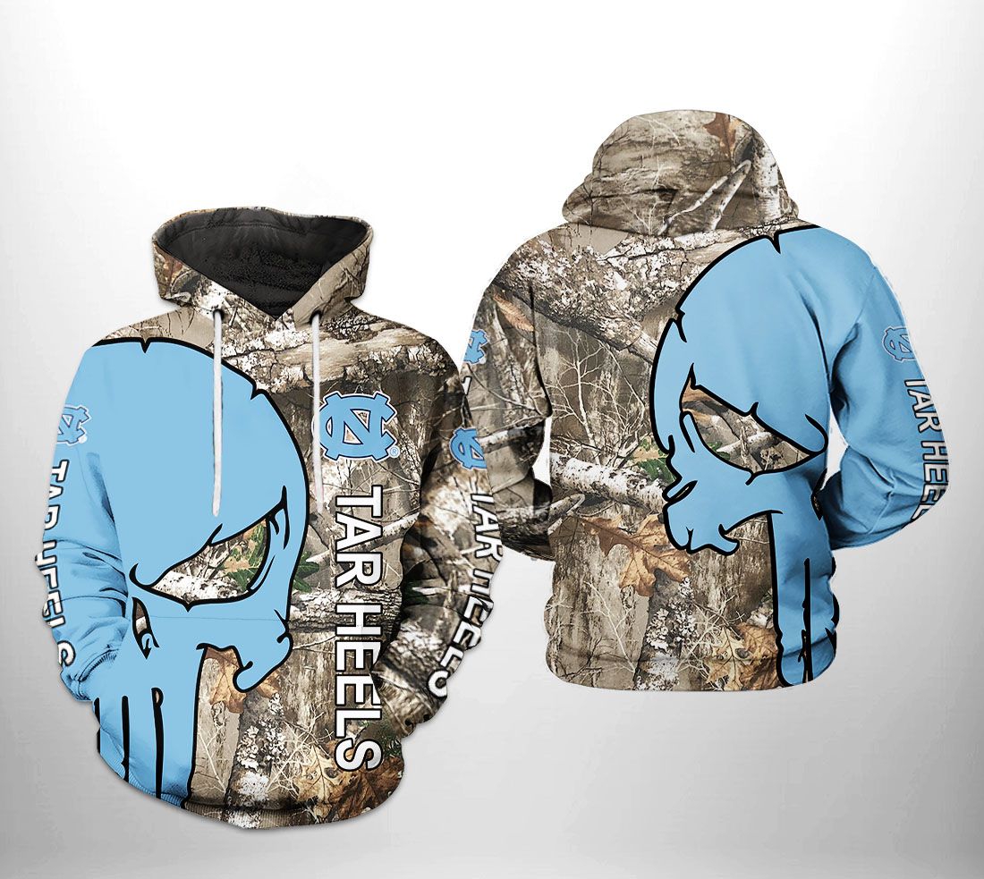 North Carolina Tar Heels Ncaa Camo Veteran Hunting 3D All Over Print Hoodie, Zip-Up Hoodie