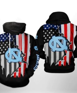 North Carolina Tar Heels Ncaa Us Flag 3D All Over Print Hoodie, Zip-Up Hoodie