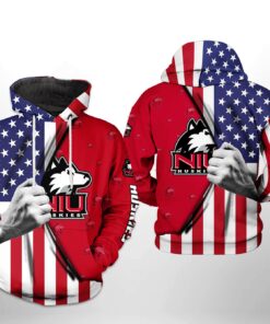 Northern Illinois Huskies Ncaa Us Flag 3D All Over Print Hoodie, Zip-Up Hoodie