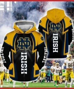 Notre Dame Fighting Irish Armor Logo 3D All Over Print Zip Hoodie Gifts For Ncaa Fans