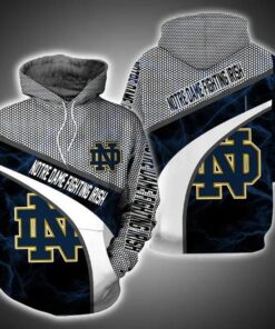 Notre Dame Fighting Irish Armor Thunder 3D All Over Print Zip Hoodie Gifts For Ncaa Fans