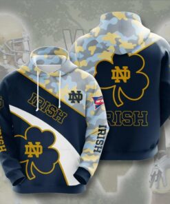 Notre Dame Fighting Irish Camo For Patrick’S Day 3D All Over Print Zip Hoodie Gifts For Ncaa Fans For Christmas